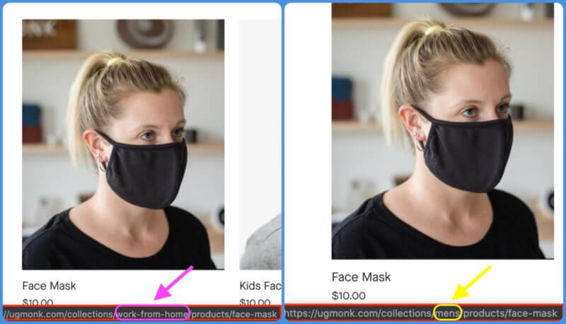 internal linking for face mask products