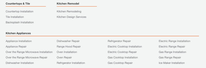 Internal link module for a website.