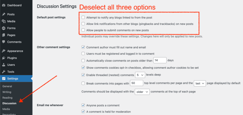 WordPress Discussion Settings