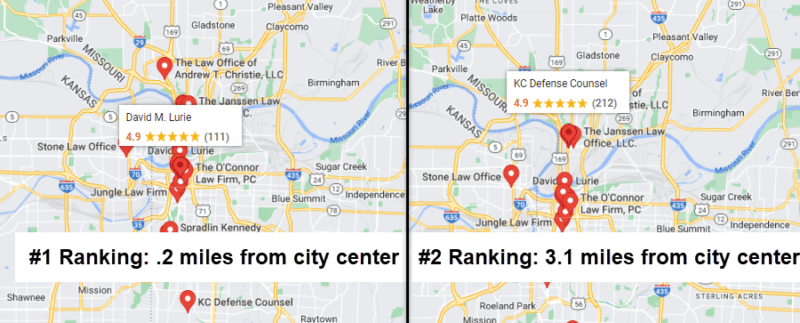 top 2 local search results for "kansas city defense attorney".