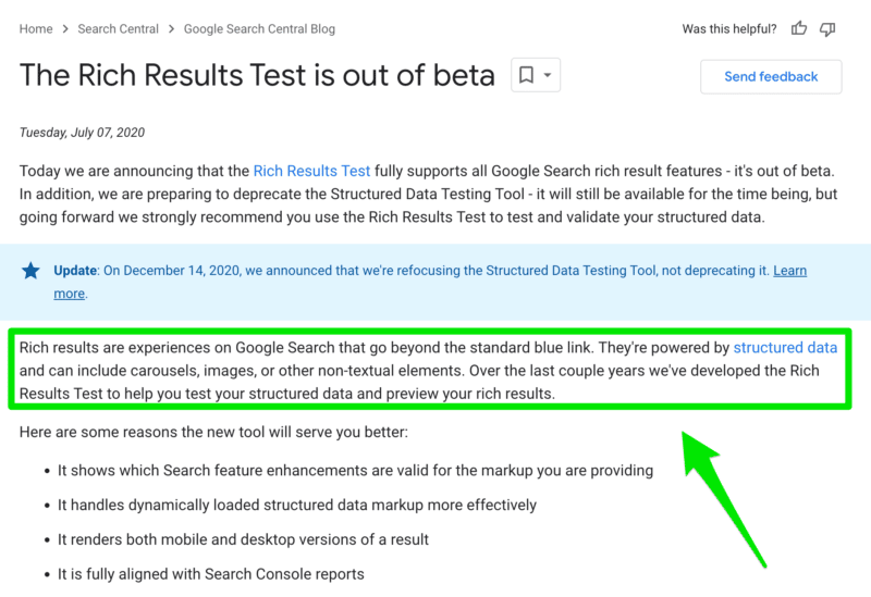 Rich Results Test update - July 2020