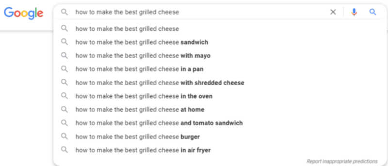 "How to make the best grilled cheese" search query