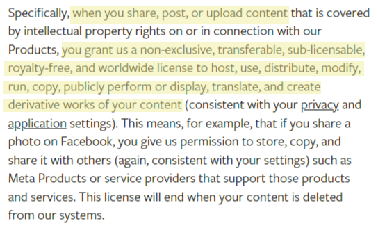 Facebook terms and services