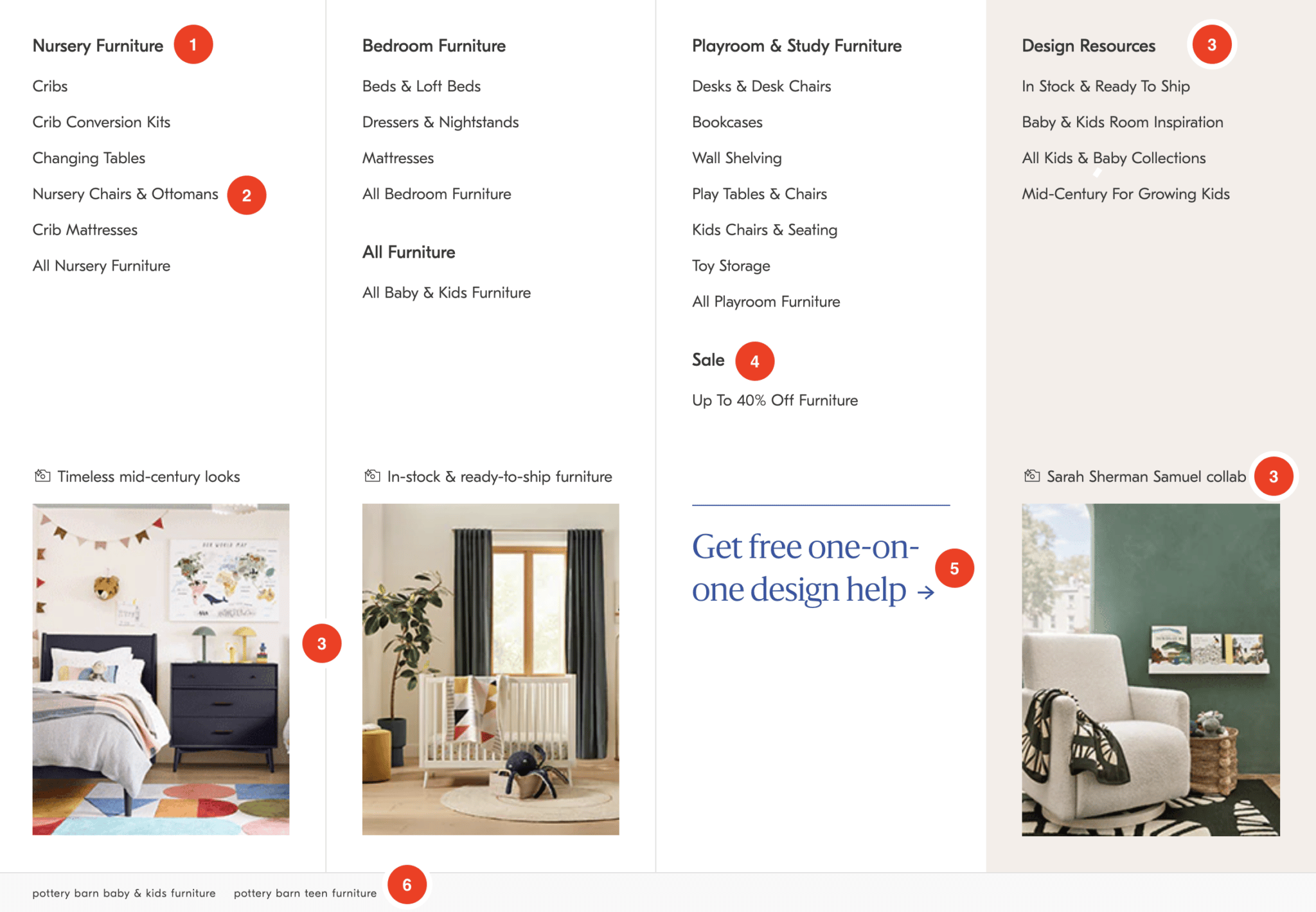 west elm kids furniture navigation menu