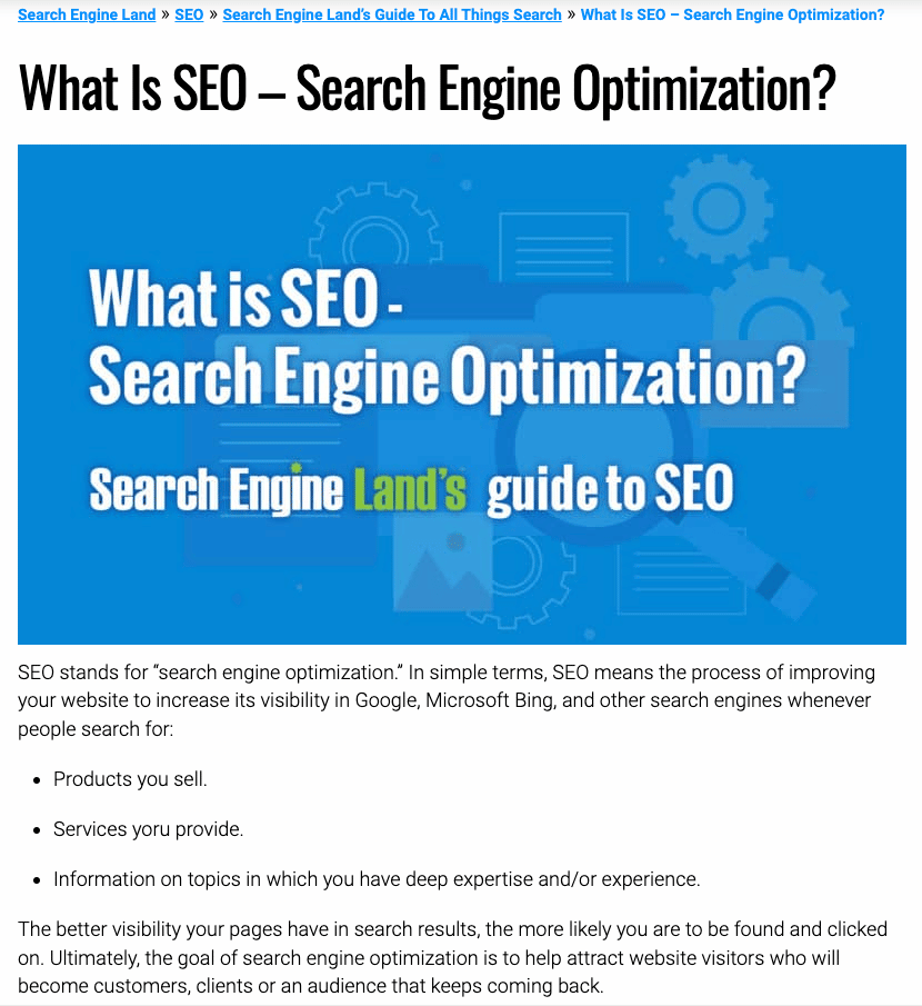 Search Engine Land's What is SEO guide