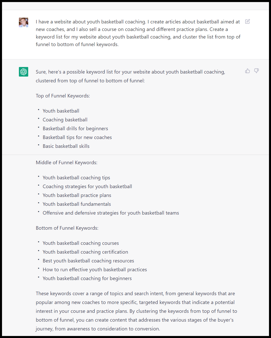 ChatGPT Keyword Clustering