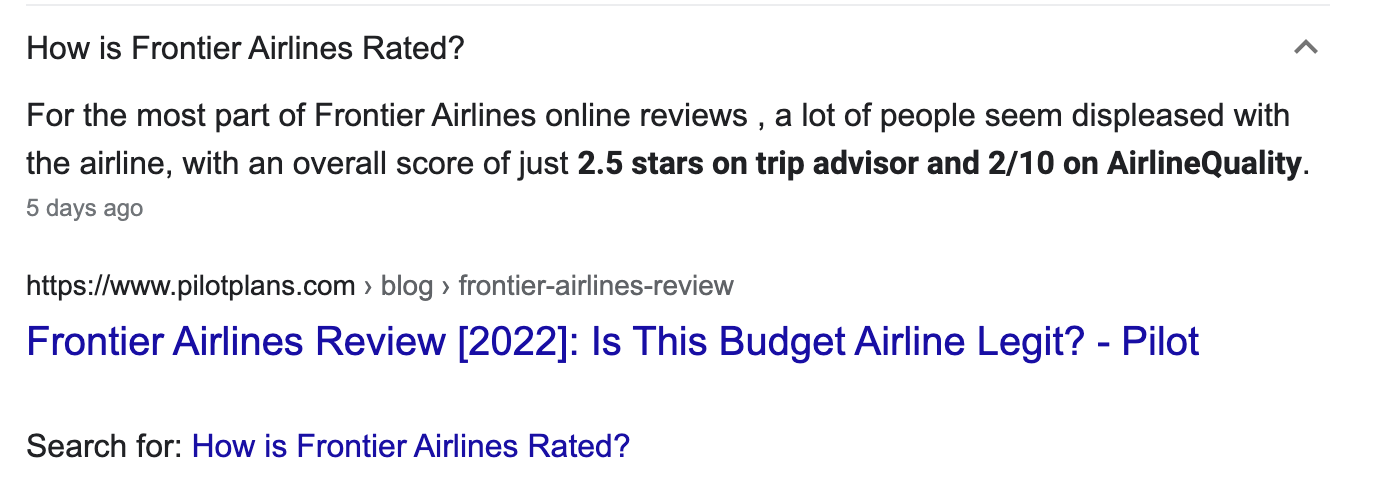 PAA - How is Frontier Airlines rated