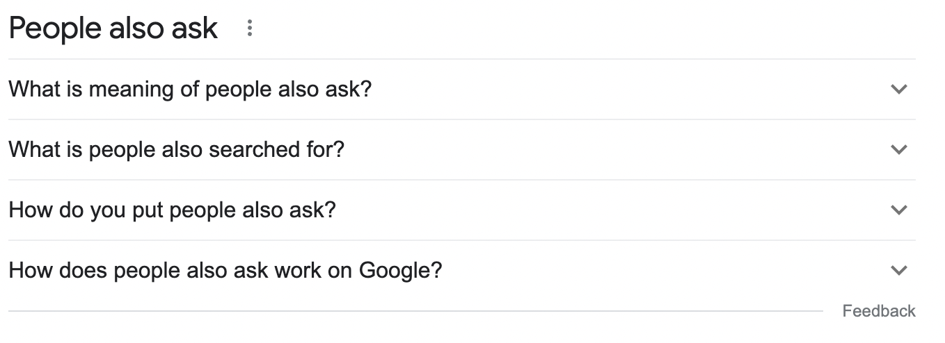 An example of a "People also ask" box on Google's SERPs