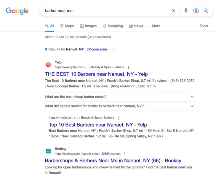 Google Search Example 746x600