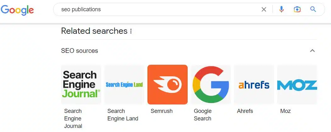 Screenshot of Google SERPs showing Search Engine Land listed as an SEO source on Google.